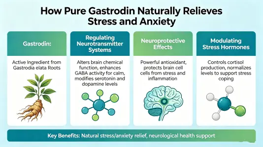Pure Gastrodin Eases Stress and Anxiety Naturally Pure Gastrodin Eases Stress and Anxiety Naturally